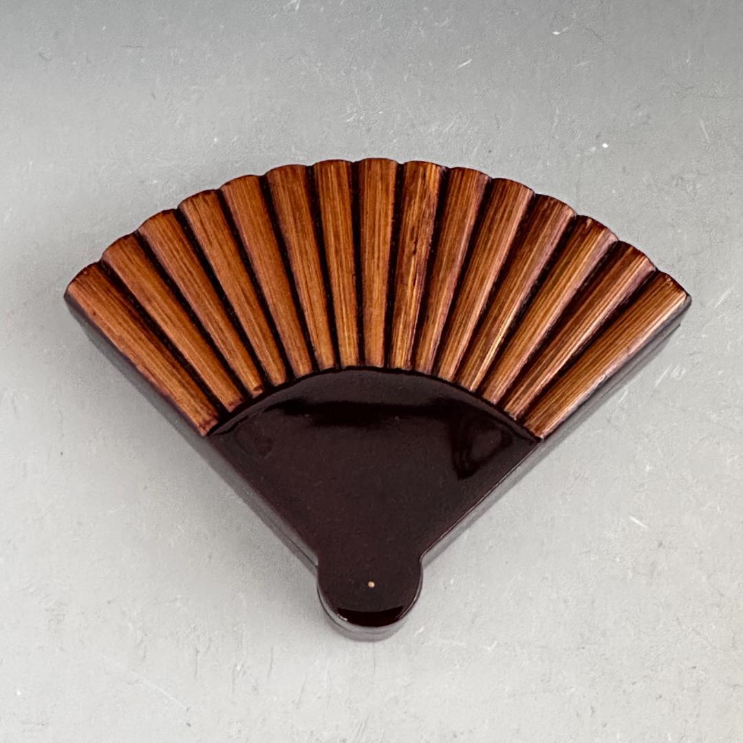 茶道具　而妙斎好　矢竹張　扇面　香合　熊谷秀穂　共箱　風炉用　漆芸　炭点前　茶会