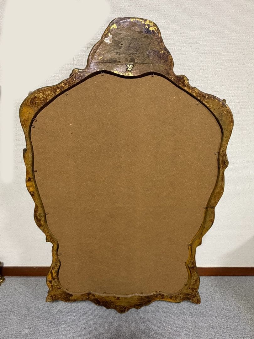 西洋アンティーク 大型ミラー 金彩装飾 ウォールミラー 店舗什器 鏡