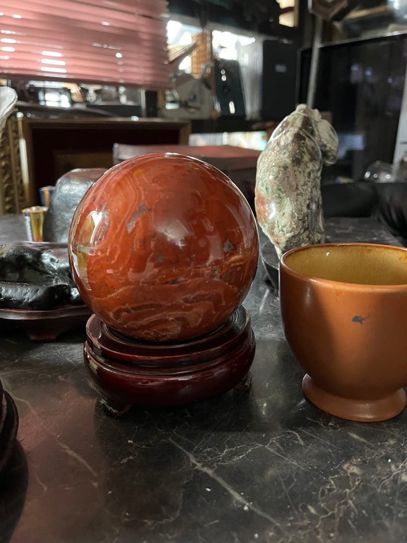 佐渡赤玉石、11センチ赤玉石球体、鑑賞石 パワーストーン、水石、日本三大銘石