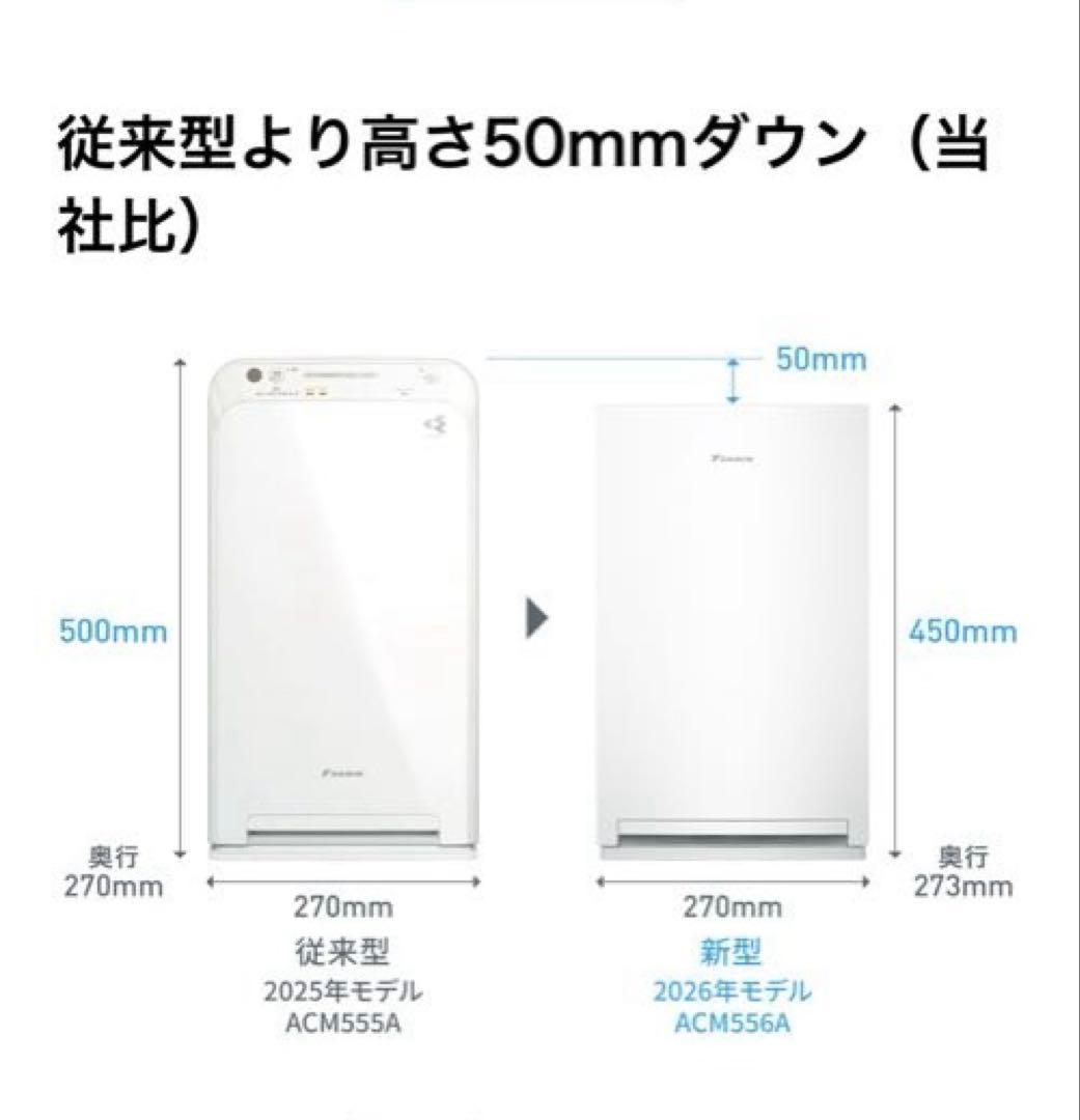 ⚫︎ダイキン⚫︎【2026年モデル】空気清浄機ACM556A-W