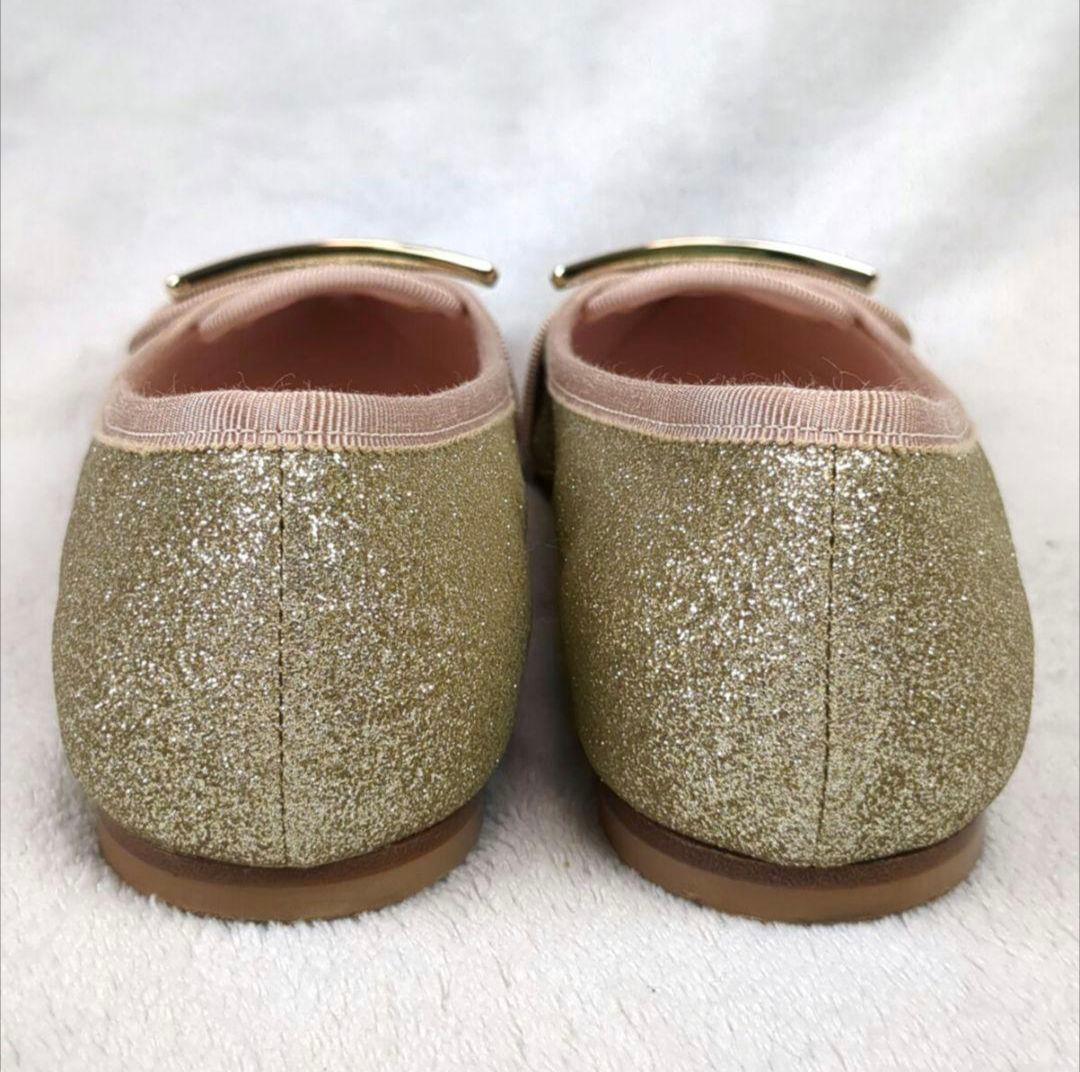 ロジェヴィヴィエ フラットシューズ スクエアバックル ゴールド サイズ35