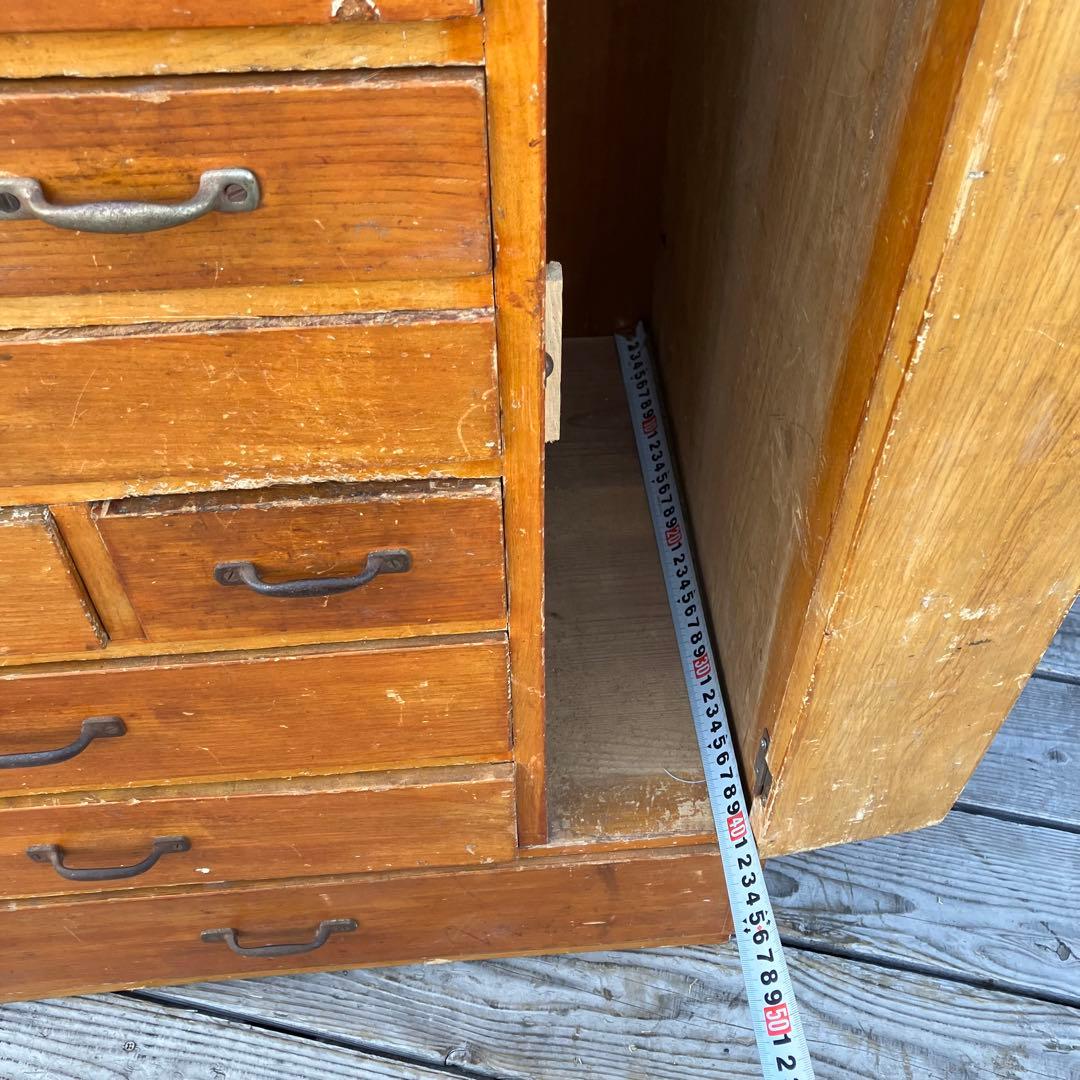 昭和レトロ 古家具 木製収納棚 大工道具棚 サイドボード 整理棚 15杯 古道具