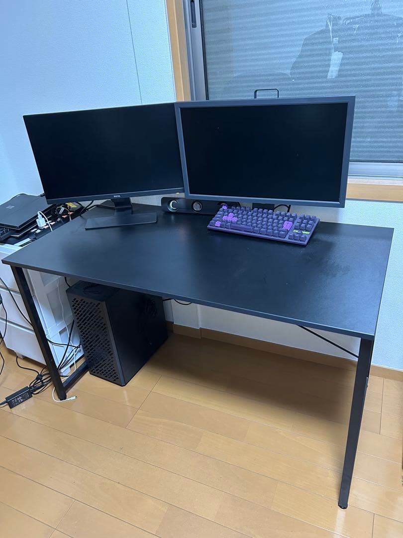 パソコンデスク 幅120 モニターアーム対応 机 チェア　ブラック