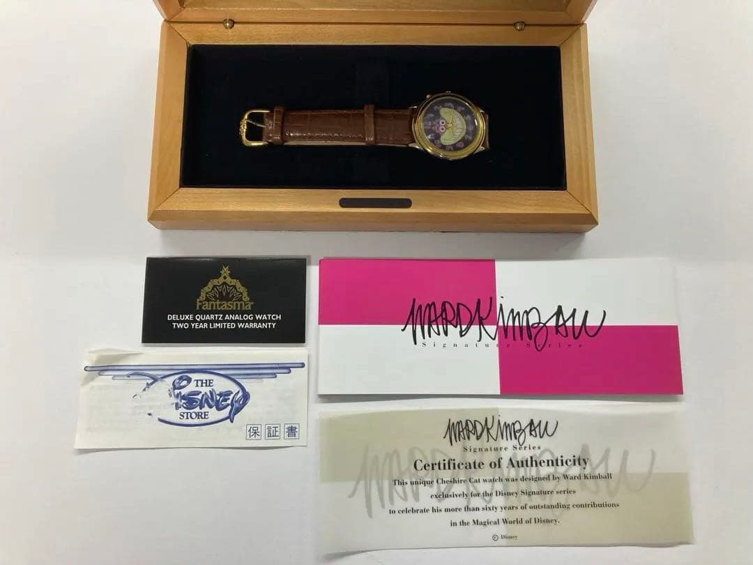 【希少 ディズニーチェシャ猫 腕時計】限定数 木箱入りアンティーク品