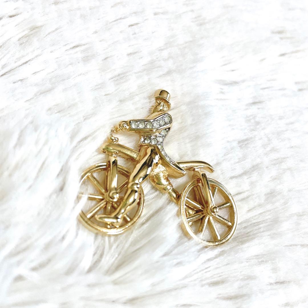 極美品 希少 BURBERRY ジェントルマン 自転車 ブローチ ライトストーン