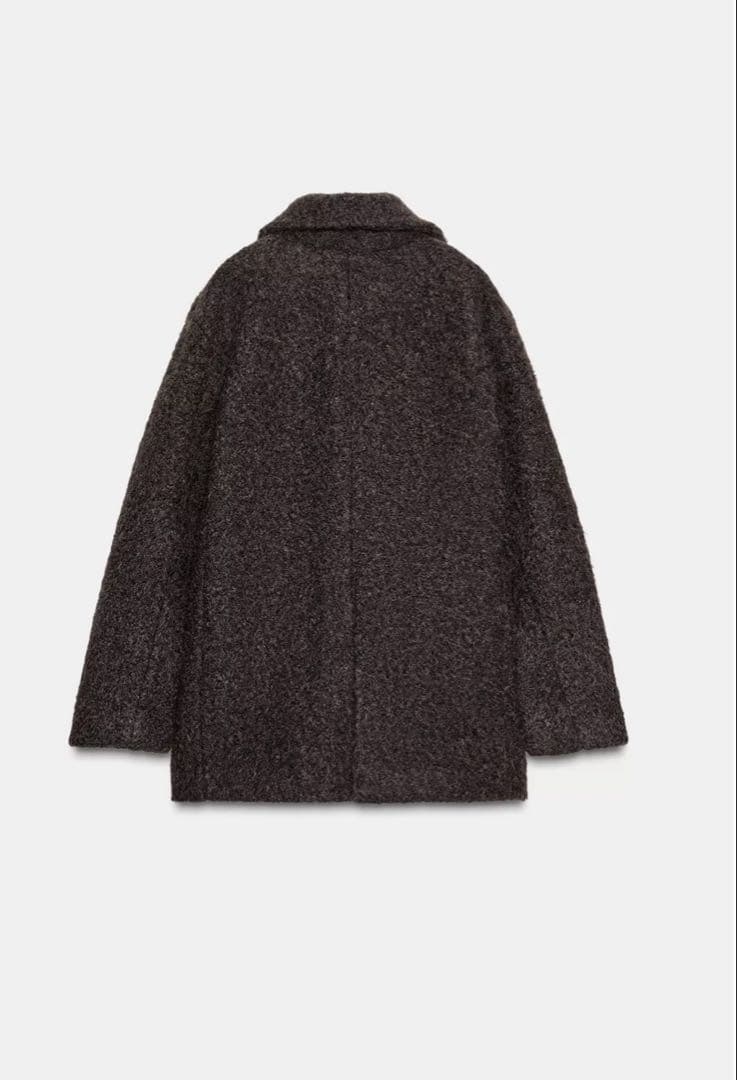 ZARA ブークレダブルブレストミディ丈コート新品未使用タグ付き！！サイズL