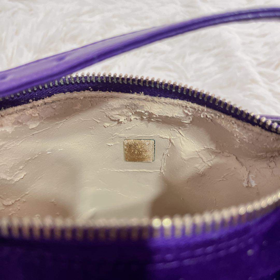 【外部美品】FENDI フェンディ 金具 ワンショルダー スウェード バッグ