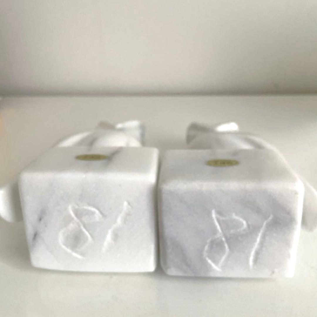 【新品】手彫 高級 大理石 フクロウ ミミズク ブックエンド 2体セット 縁起物