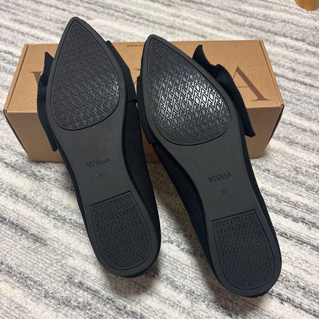 【どり】 VIVAIA ポインテッドトゥ リボン付き フラットシューズ