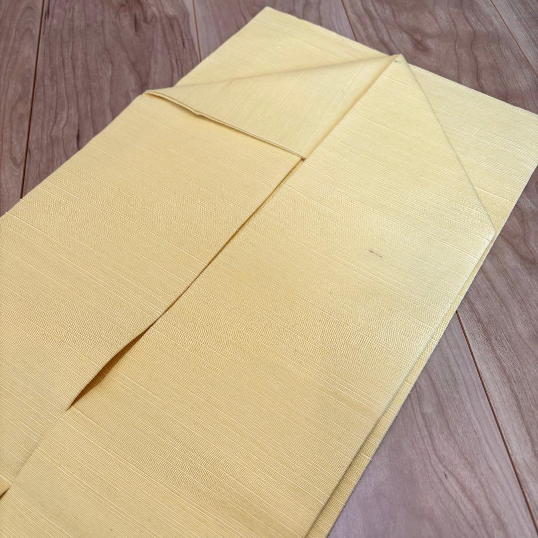未使用　正絹　現代　名古屋帯　着物　和装　レモンイエロー　薄黄色　牡丹　364