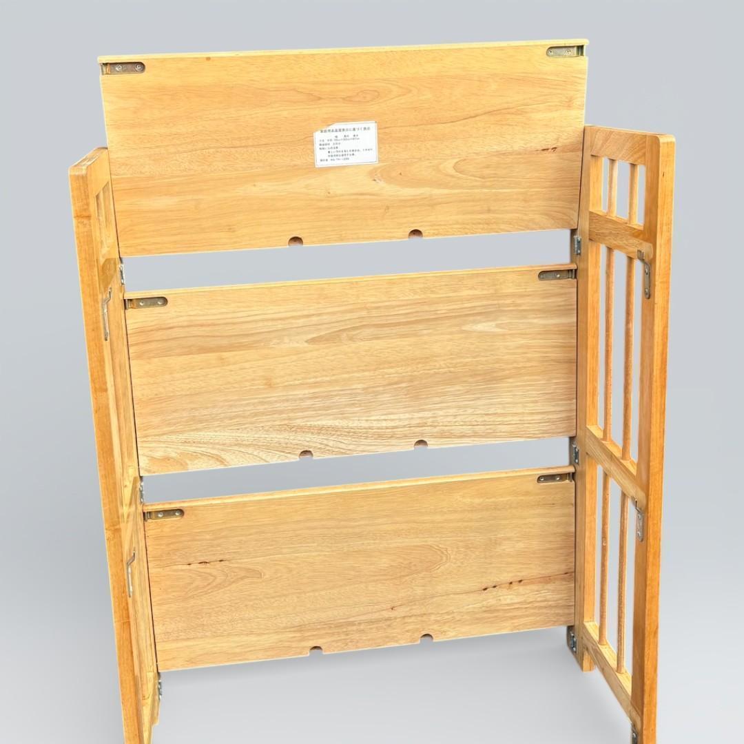 【最終価格】北欧風 天然木 折りたたみ ウッドラック 3段 シェルフ キャンプ