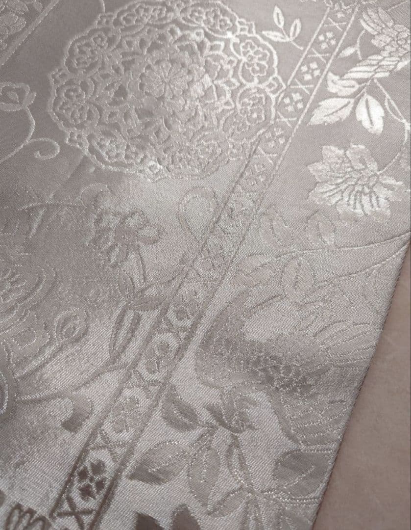 正絹　七五三　袋帯　銀系