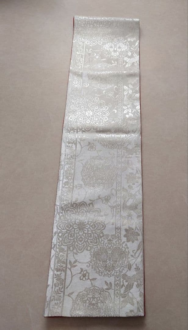 正絹　七五三　袋帯　銀系