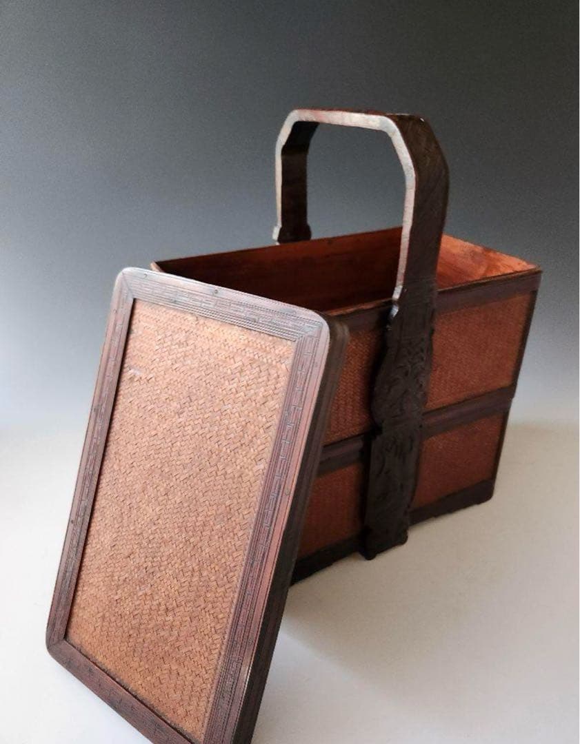 【セール】煎茶道具　茶道具　提籃　ていらん　籠　煎茶　茶道具　箱　竹　箱無し