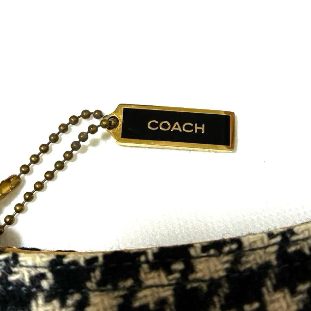 美品 COACH ワンショルダー バッグ アクセサリーポーチ チェック 千鳥格子