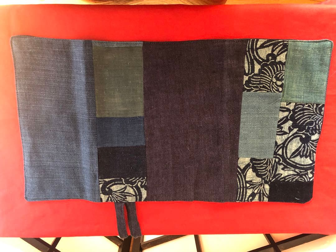 一閑張り　一閑張りバック　藍染 　麒麟麦酒　型染隠れ蓑