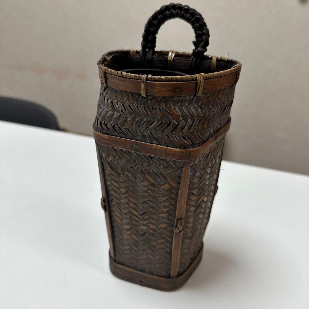 花籠 竹籠 竹カゴ ビンテージ アンティーク 竹工芸 工芸品 茶道具 花道具