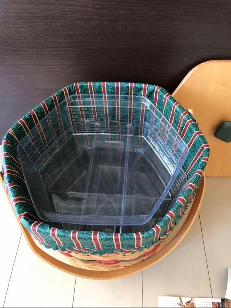 大きな籠　ロンガバーガー　ビンテージ　蓋付き　籠　かご　バスケット　レア