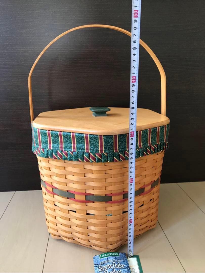 大きな籠　ロンガバーガー　ビンテージ　蓋付き　籠　かご　バスケット　レア
