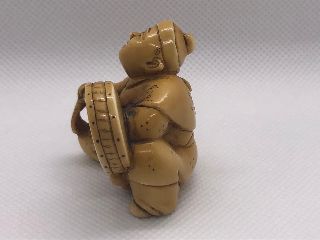 根付　唐子　江户　時代物　マンモス牙　提げ物　彫刻