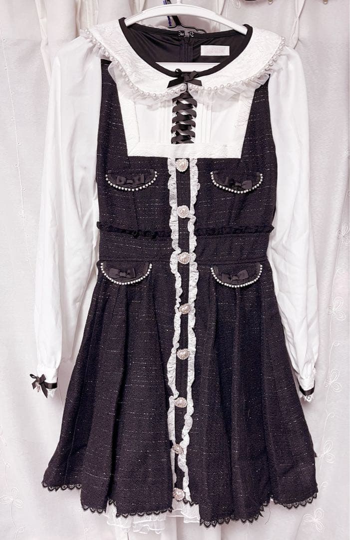 ♡LIZLISA リボンツイードサーキュラーワンピース♡