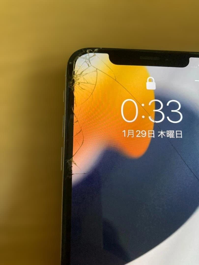 iPhoneX 64GB SIMフリー ジャンク 背面ガラス剥がれ 内部露出あり