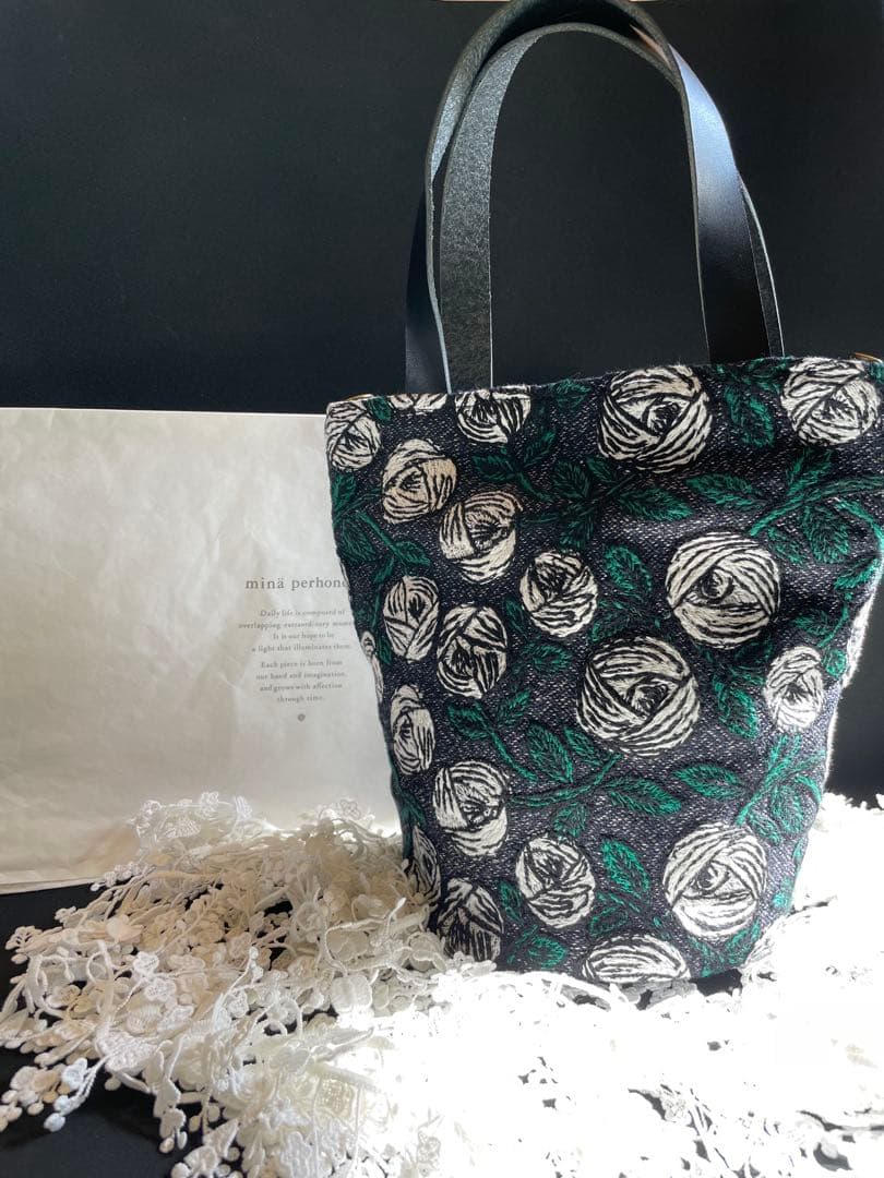 ミナペルホネン　rosy 丸底バッグ　ハンドメイド♪