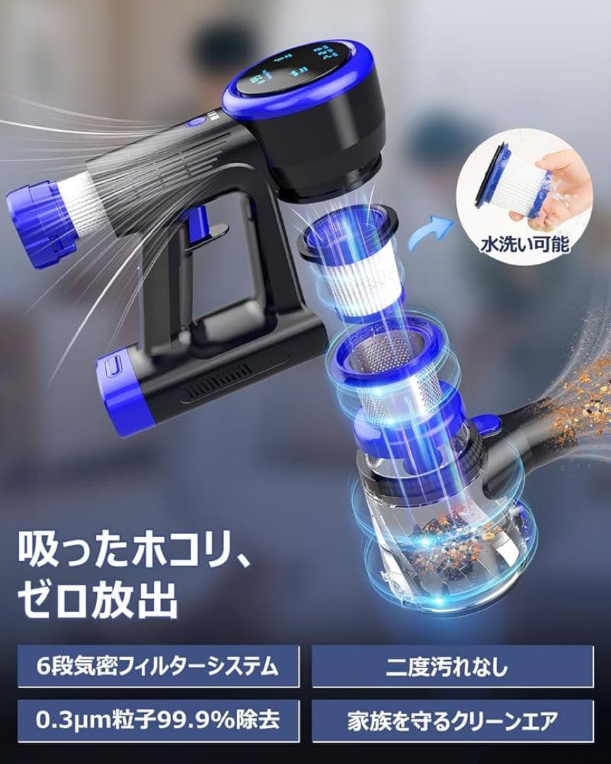 新品 掃除機 コードレス 腰痛ゼロ設計 50000Pa超強力吸引+50分連続稼働