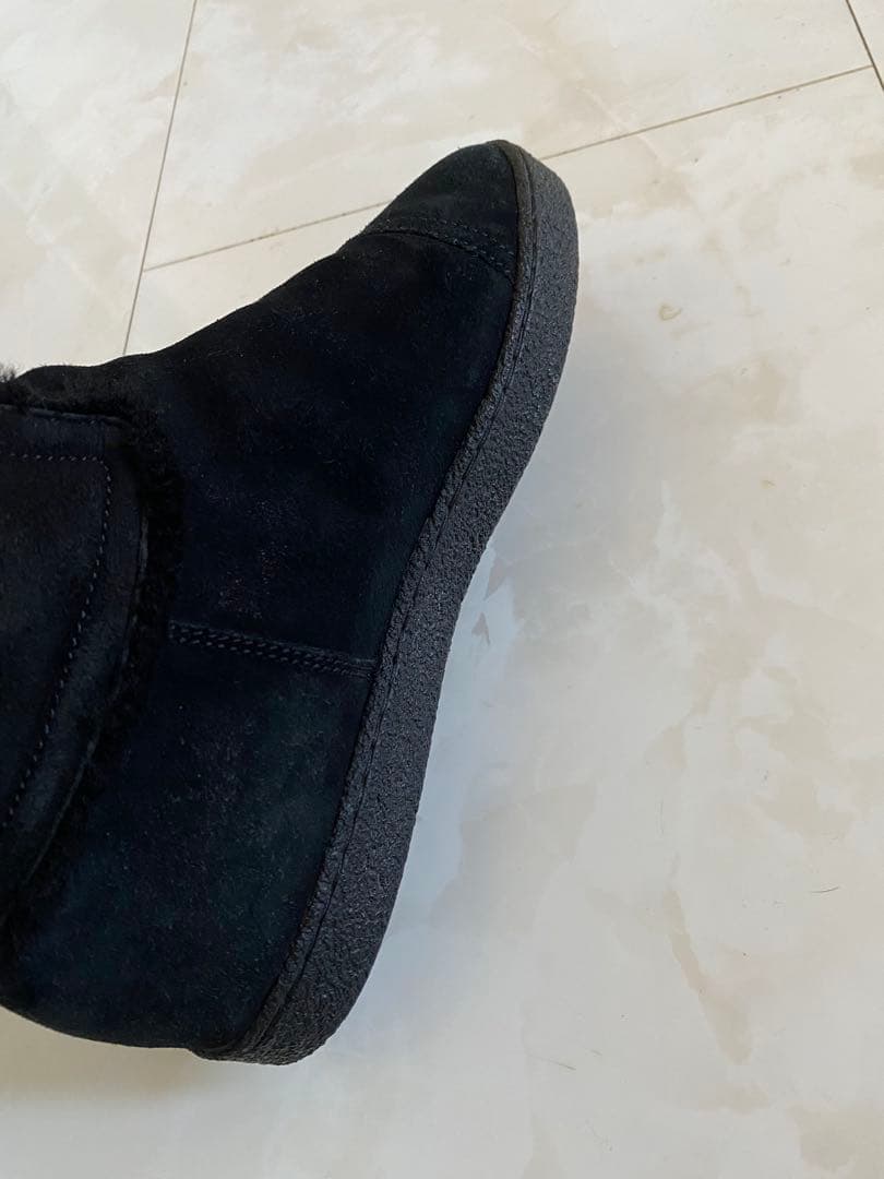 シャネル ムートン フラット ブーツ 黒 37 24cm ブラック CHANEL