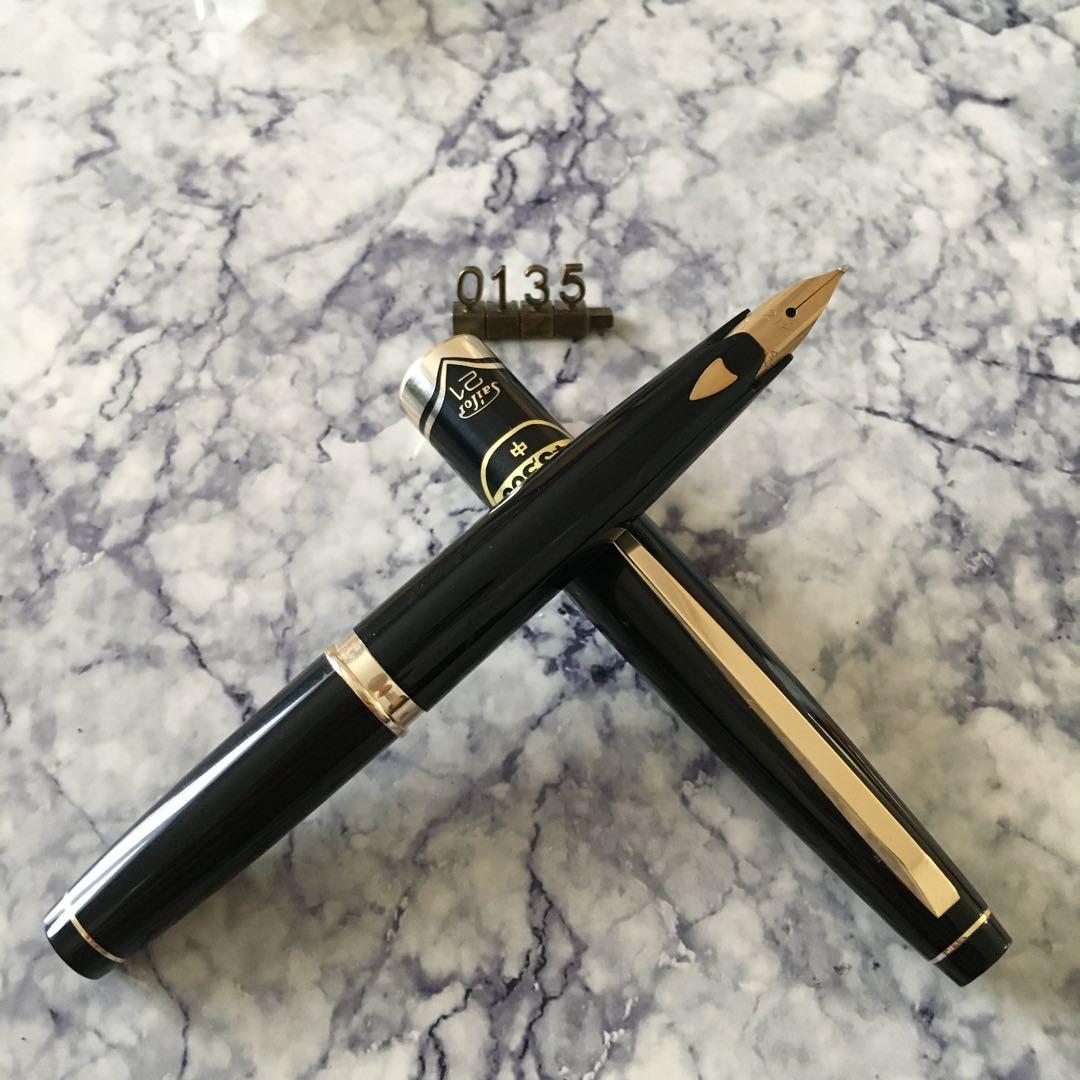 #0135 オーバーホール済み 万年筆 SAILOR ショート象嵌 21k