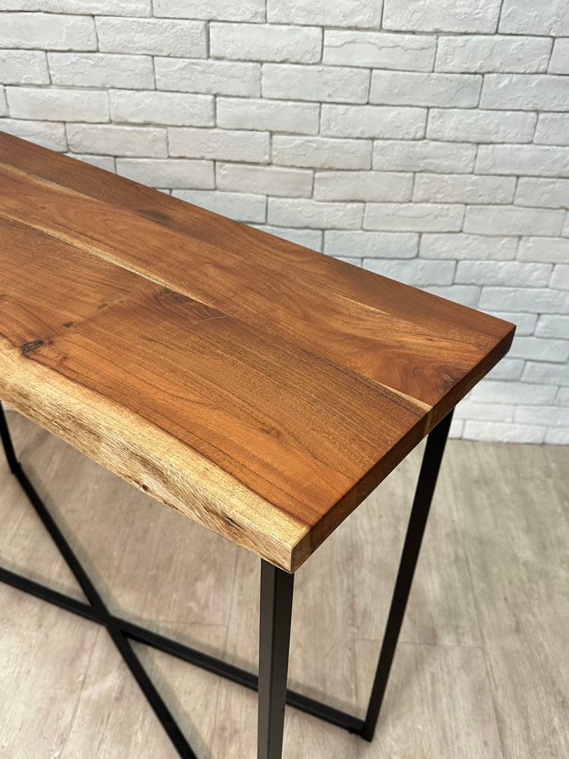 【東京都23区配送無料】一枚板　コンソール　テーブル　飾り棚　アイアン　机　玄関