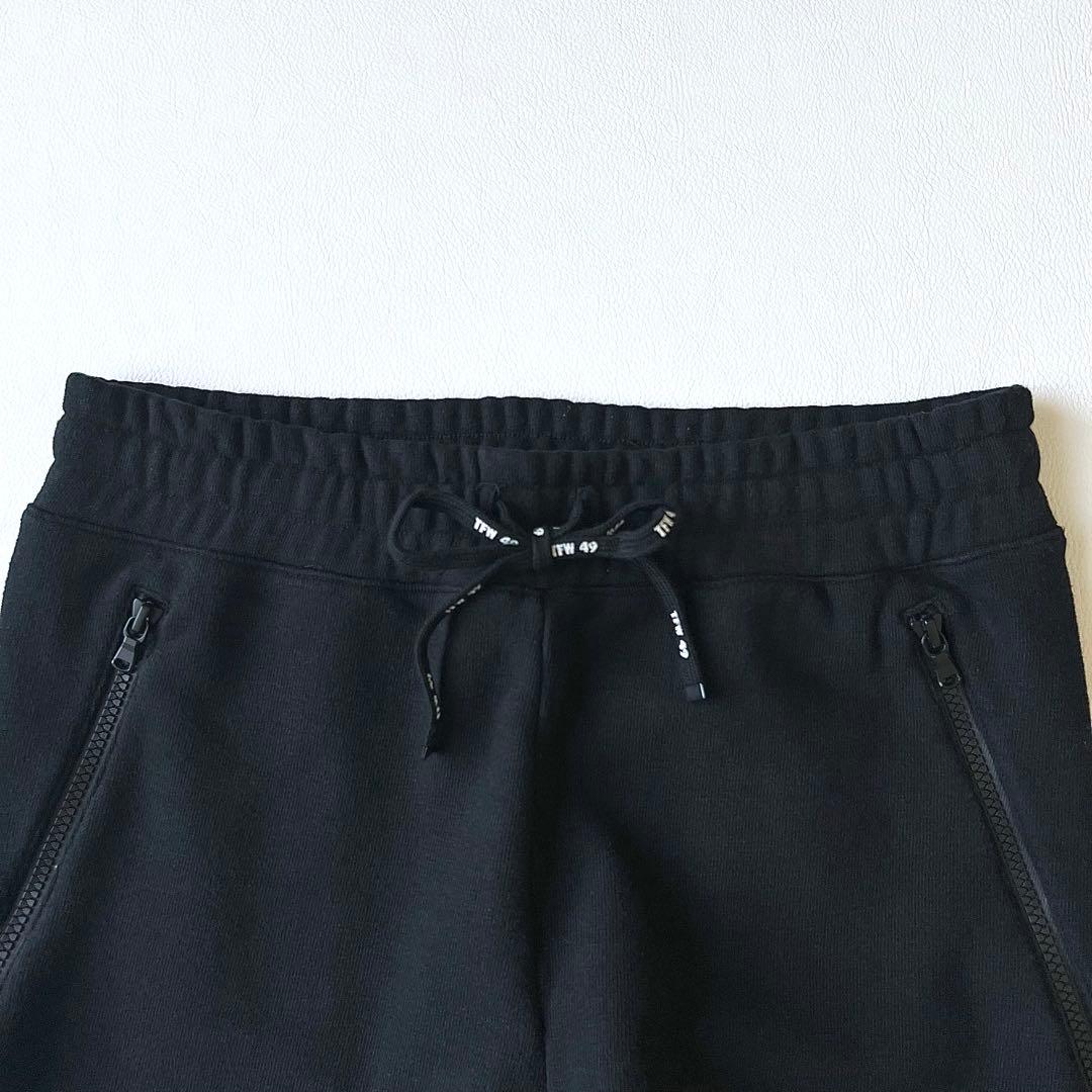 3219【美品】TFW49 ストレッチパンツ　チャックポケットスウェット　M 黒