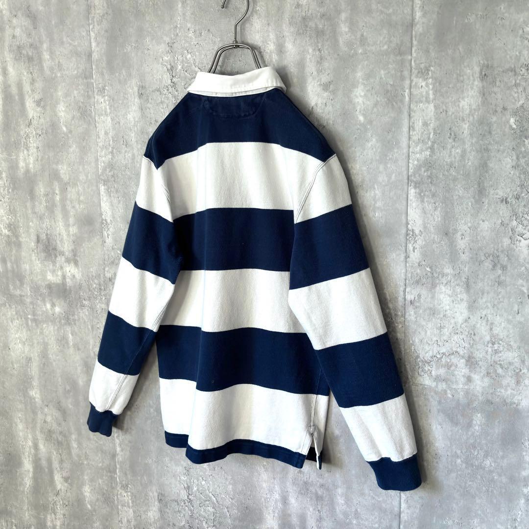 【最高デザイン！】90's ラルフローレン ラガーシャツ 太ボーダー 刺繍ポニー