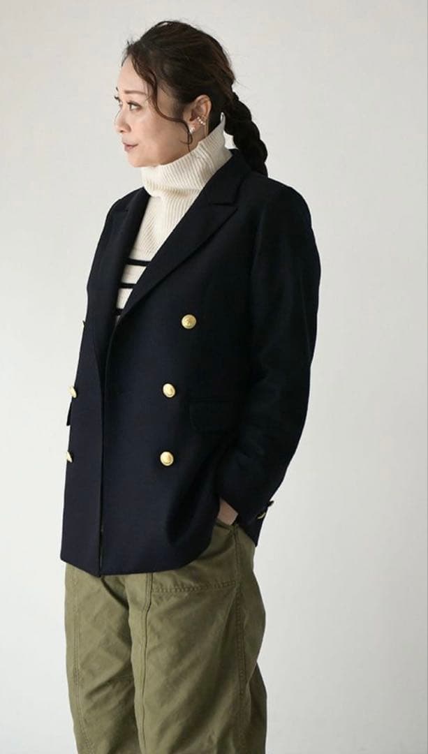 新春セール！ハグオーワー オリジナル金ボタンWブレストウールジャージーJK