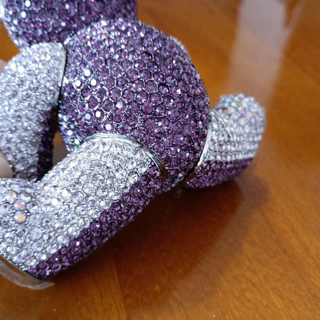 クリスタル、スワロフスキー装飾✳テディベア　ピンクパープル　アメリカ製　希少