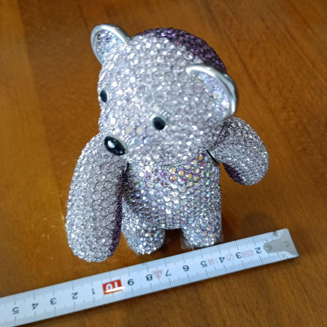 クリスタル、スワロフスキー装飾✳テディベア　ピンクパープル　アメリカ製　希少