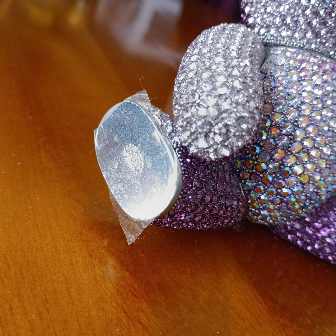 クリスタル、スワロフスキー装飾✳テディベア　ピンクパープル　アメリカ製　希少