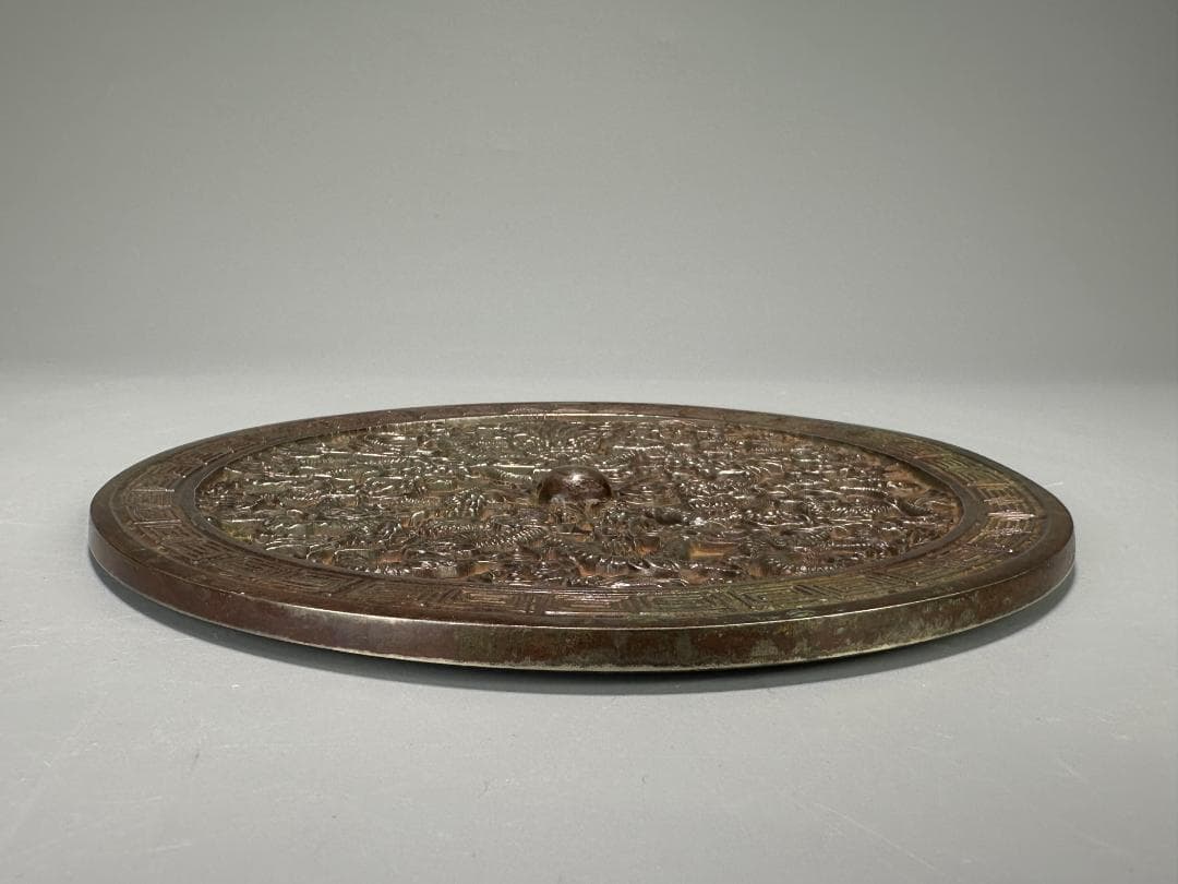 25.10.7-2 銅製　龍文銅鏡　唐鏡　唐物　時代　中国