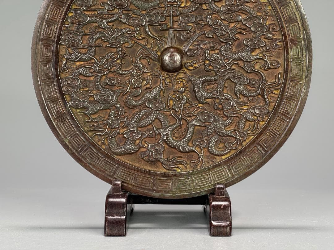 25.10.7-2 銅製　龍文銅鏡　唐鏡　唐物　時代　中国