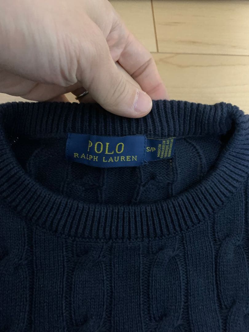 ポロラルフローレン　ケーブルニット　ネイビー
