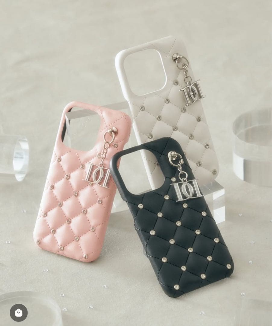 Darich キルティングビジューDDチャームiPhoneケース