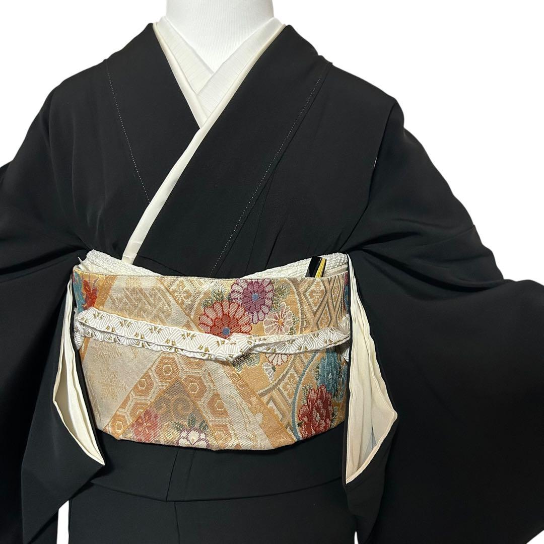 未使用近い　美品　袷　正絹　作家物　落款　五つ紋　黒留袖　フルセット
