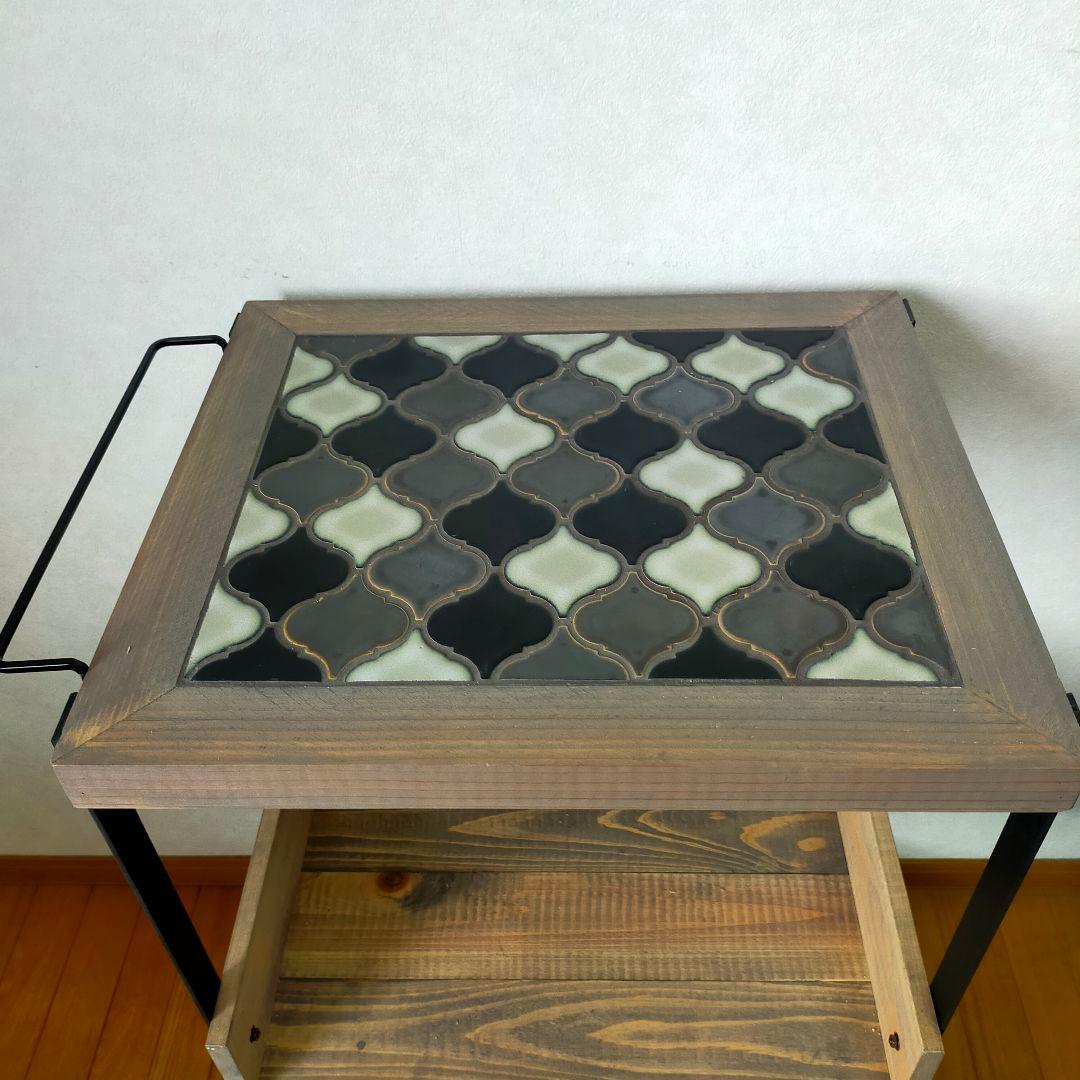 【新作】ランタンタイルのキッチンワゴン【handmade】ブラック×グレー