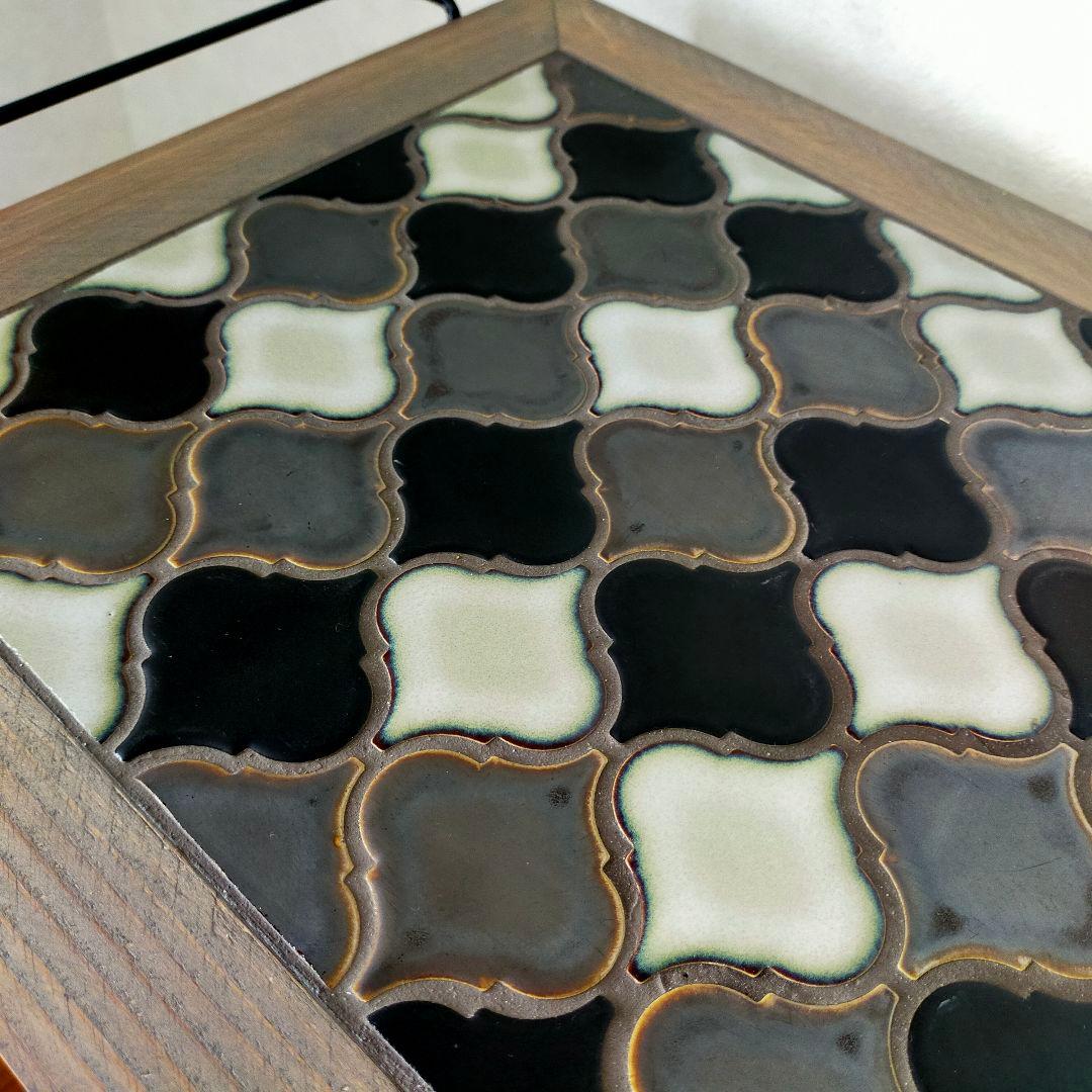 【新作】ランタンタイルのキッチンワゴン【handmade】ブラック×グレー