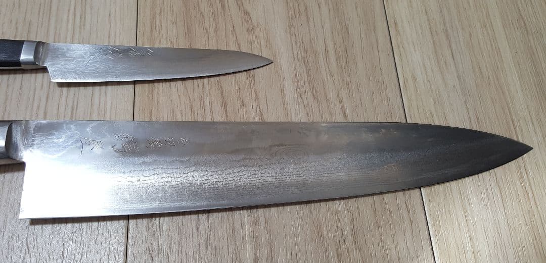 【業者研ぎ済み】合羽橋鍔屋 牛刀(27cm)&ペティナイフ セット ダマスカス