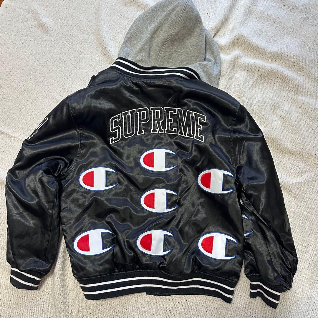 ジャケット・アウター supreme Champion Hooded Satin Varsity