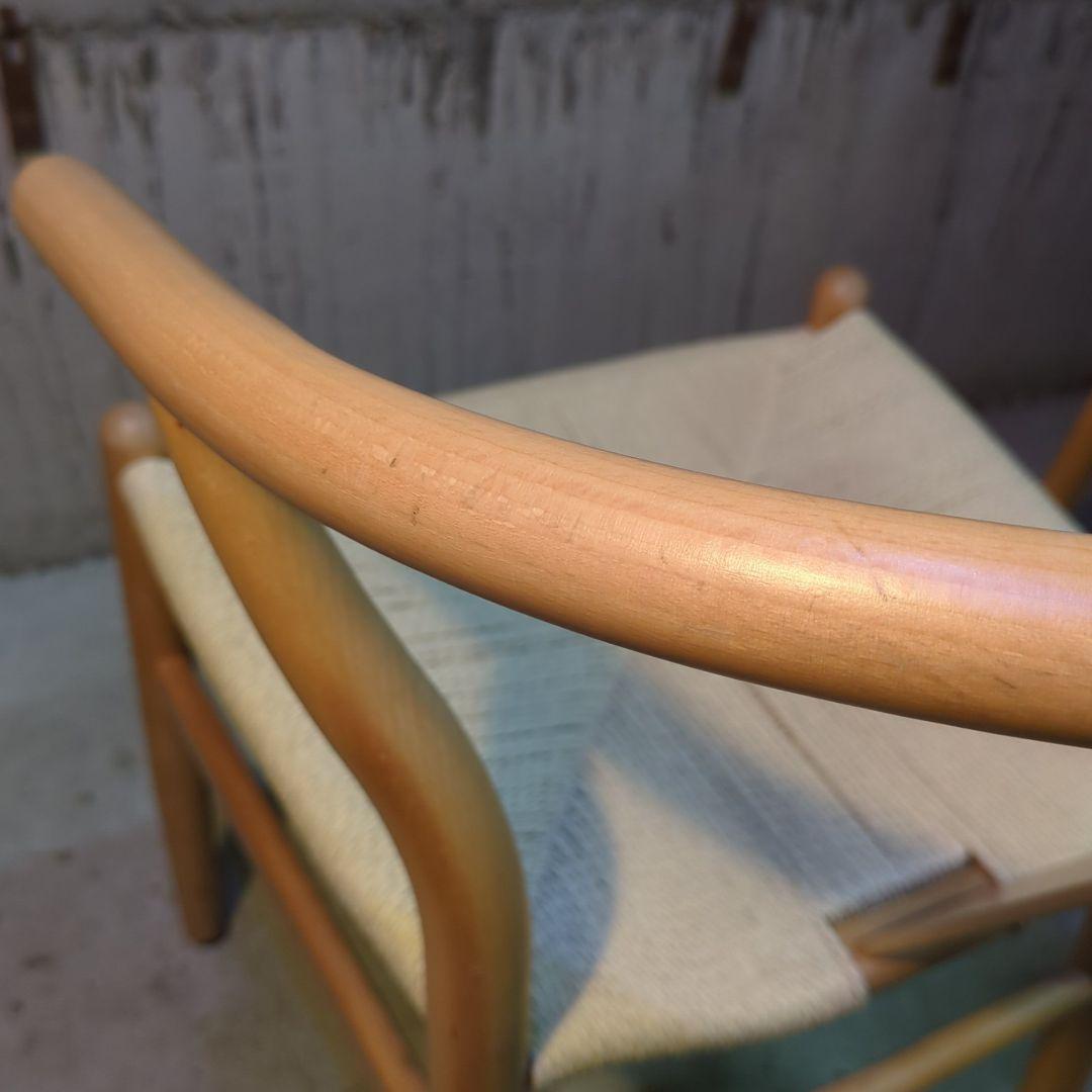 ペーパーコード 天然木アームチェア ダイニングチェア Yチェア風 曲木 ④