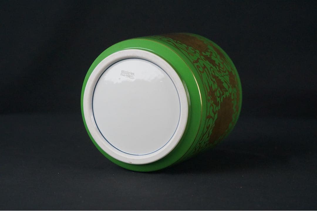 平安 三代 加藤利昇 作 萌黄金襴手 皆具 共箱 茶道具