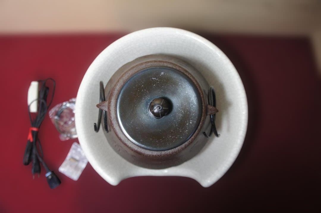 ☆ 創巧野々田 しろ薩摩風炉(紅鉢型)電熱器 国宝敬典富士釜他フルセット送料込み