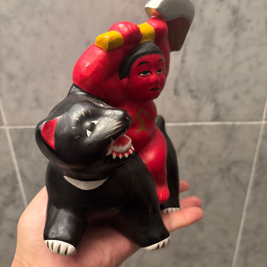 郷土玩具 秋田 民藝　中山土人形 美しい色彩と手仕事の「熊乗り金太郎」